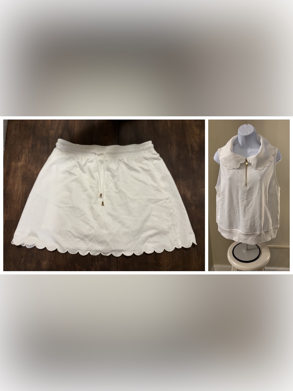 White Scalloped Matching Set
